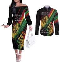 Personalised Reggae Couples Matching Off The Shoulder Long Sleeve Dress and Long Sleeve Button Shirt Live The Way You Love