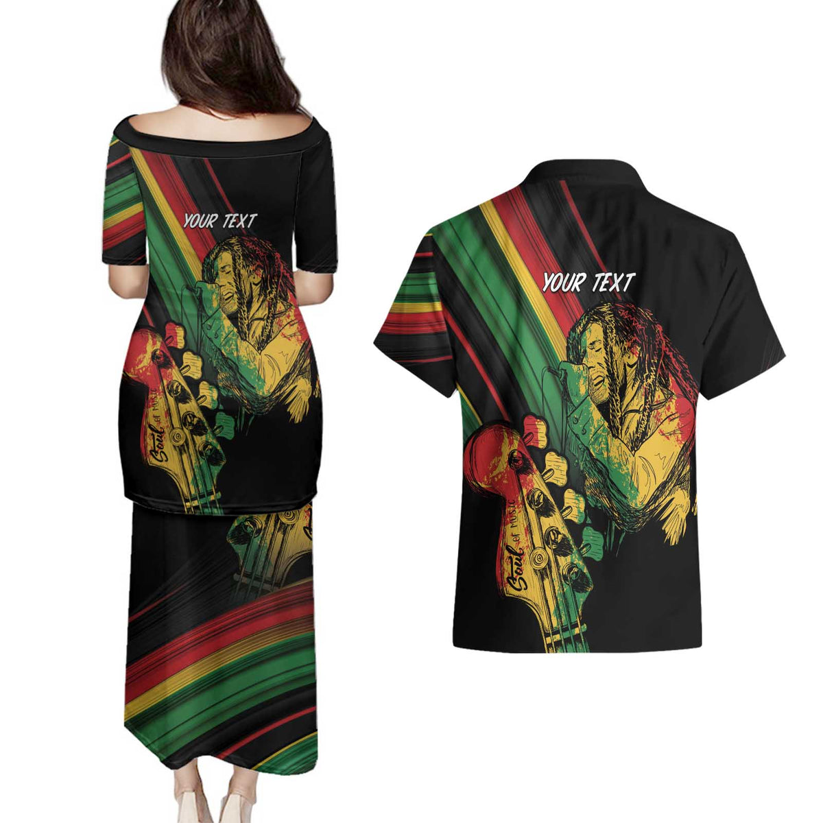 Personalised Reggae Couples Matching Puletasi and Hawaiian Shirt Live The Way You Love LT7 - Wonder Print Shop