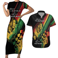 Personalised Reggae Couples Matching Short Sleeve Bodycon Dress and Hawaiian Shirt Live The Way You Love LT7 - Wonder Print Shop