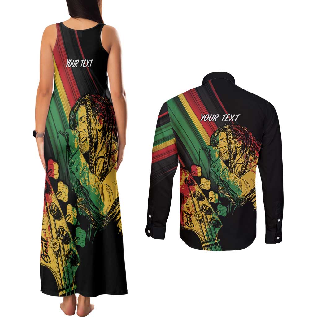 Personalised Reggae Couples Matching Tank Maxi Dress and Long Sleeve Button Shirt Live The Way You Love LT7 - Wonder Print Shop