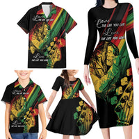 Personalised Reggae Family Matching Long Sleeve Bodycon Dress and Hawaiian Shirt Live The Way You Love LT7 - Wonder Print Shop