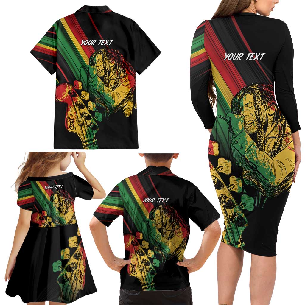 Personalised Reggae Family Matching Long Sleeve Bodycon Dress and Hawaiian Shirt Live The Way You Love LT7 - Wonder Print Shop