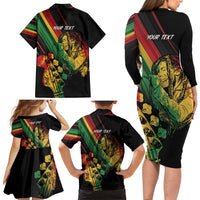 Personalised Reggae Family Matching Long Sleeve Bodycon Dress and Hawaiian Shirt Live The Way You Love LT7 - Wonder Print Shop