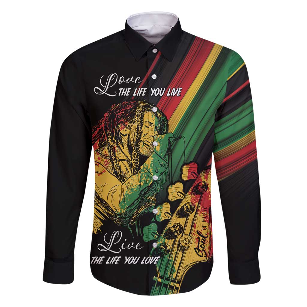 Personalised Reggae Family Matching Long Sleeve Bodycon Dress and Hawaiian Shirt Live The Way You Love LT7 - Wonder Print Shop