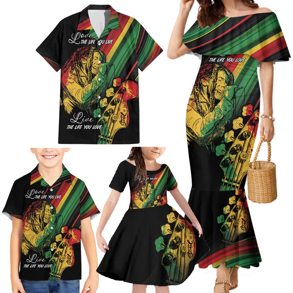 Personalised Reggae Family Matching Mermaid Dress and Hawaiian Shirt Live The Way You Love LT7 - Wonder Print Shop
