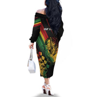 Personalised Reggae Family Matching Off The Shoulder Long Sleeve Dress and Hawaiian Shirt Live The Way You Love - Wonder Print Shop