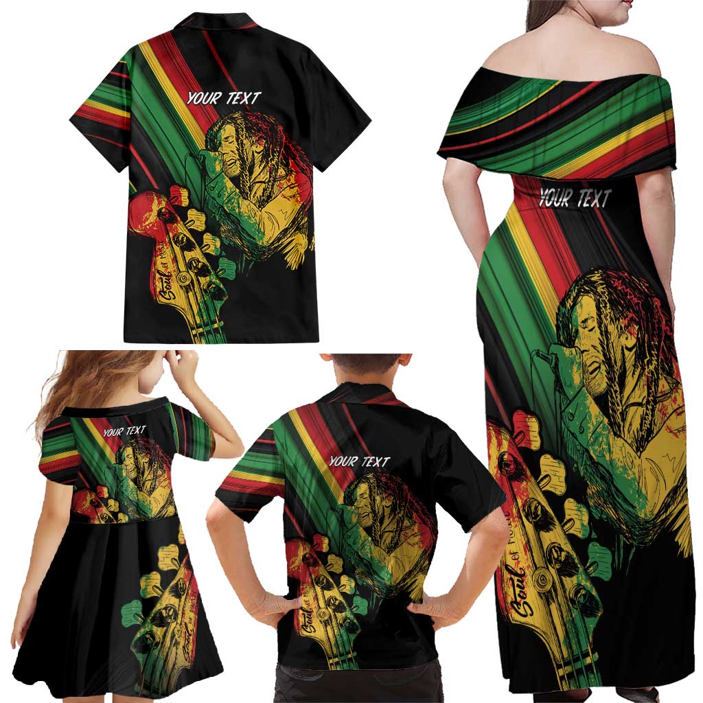 Personalised Reggae Family Matching Off Shoulder Maxi Dress and Hawaiian Shirt Live The Way You Love LT7 - Wonder Print Shop