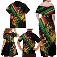 Personalised Reggae Family Matching Off Shoulder Maxi Dress and Hawaiian Shirt Live The Way You Love LT7 - Wonder Print Shop