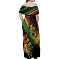 Personalised Reggae Family Matching Off Shoulder Maxi Dress and Hawaiian Shirt Live The Way You Love LT7 - Wonder Print Shop