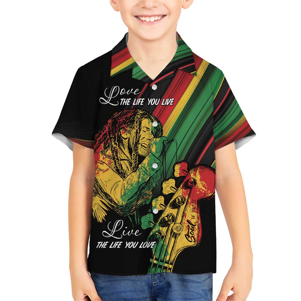 Personalised Reggae Family Matching Off Shoulder Maxi Dress and Hawaiian Shirt Live The Way You Love LT7 - Wonder Print Shop