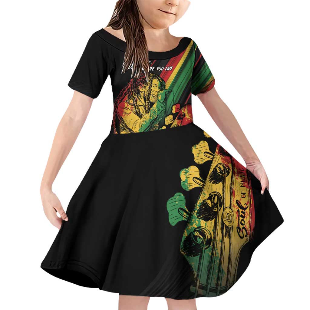 Personalised Reggae Family Matching Off Shoulder Short Dress and Hawaiian Shirt Live The Way You Love LT7 - Wonder Print Shop