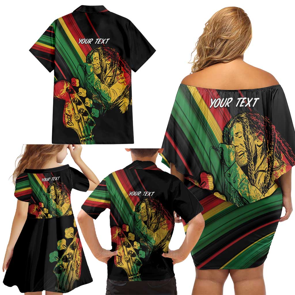 Personalised Reggae Family Matching Off Shoulder Short Dress and Hawaiian Shirt Live The Way You Love LT7 - Wonder Print Shop