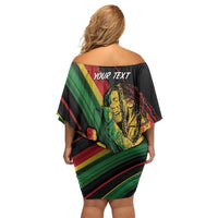 Personalised Reggae Family Matching Off Shoulder Short Dress and Hawaiian Shirt Live The Way You Love LT7 - Wonder Print Shop