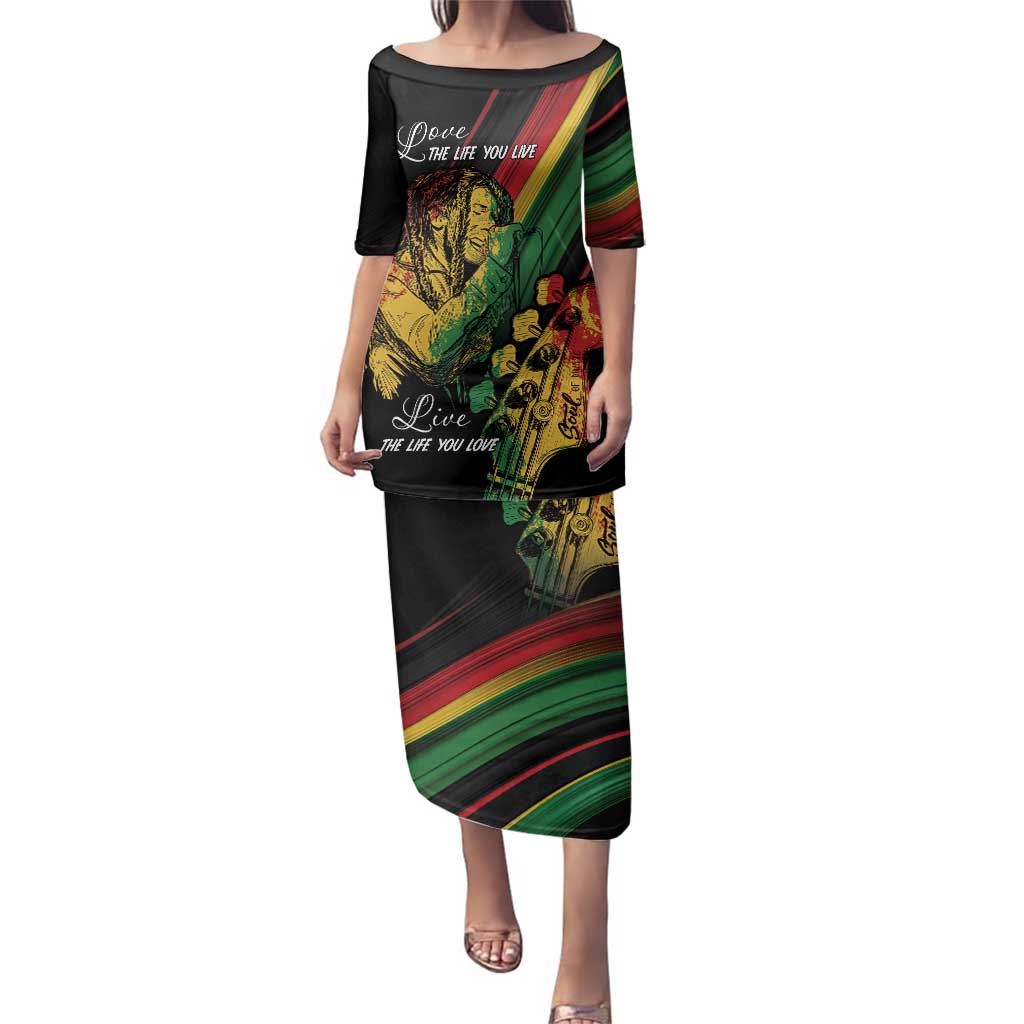 Personalised Reggae Family Matching Puletasi and Hawaiian Shirt Live The Way You Love - Wonder Print Shop