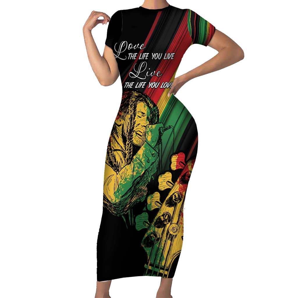 Personalised Reggae Family Matching Short Sleeve Bodycon Dress and Hawaiian Shirt Live The Way You Love - Wonder Print Shop