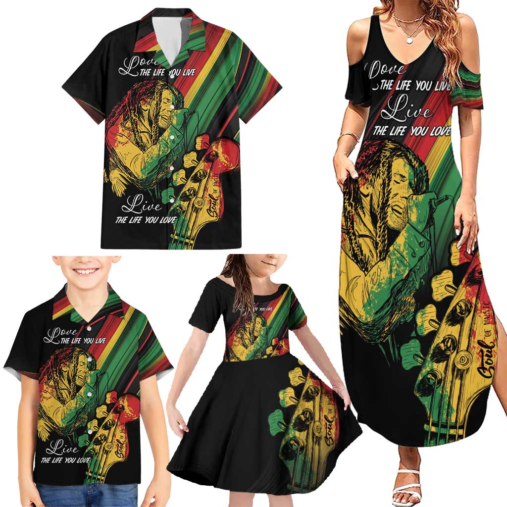Personalised Reggae Family Matching Summer Maxi Dress and Hawaiian Shirt Live The Way You Love - Wonder Print Shop