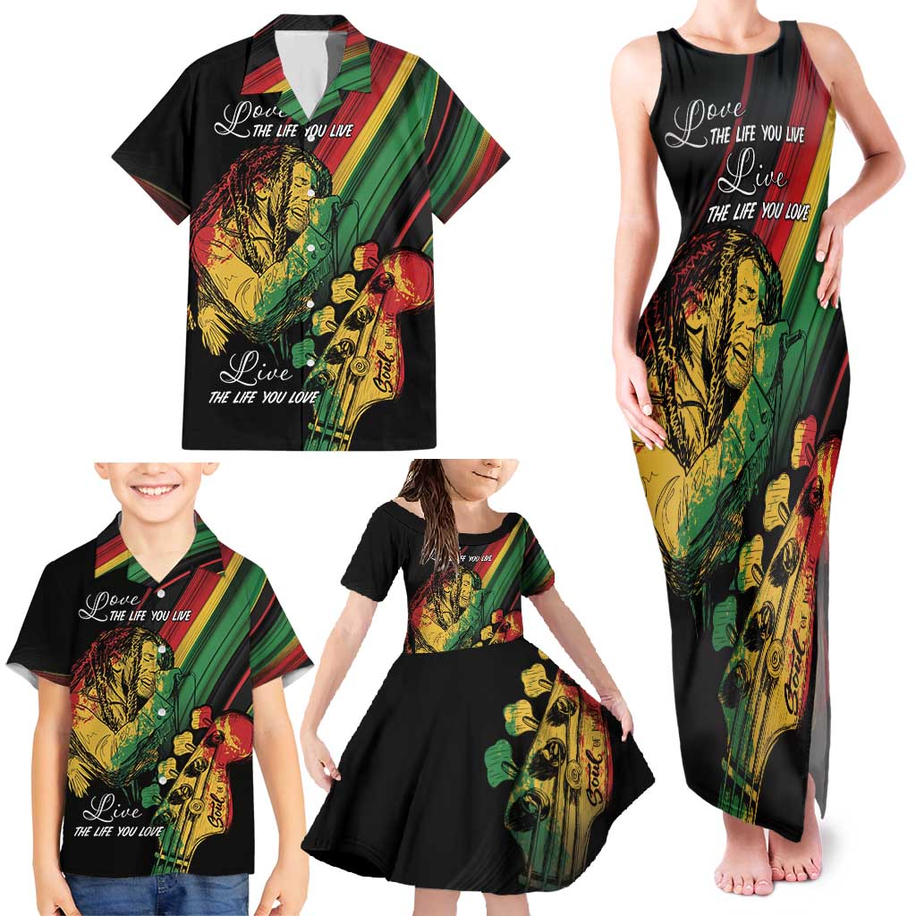 Personalised Reggae Family Matching Tank Maxi Dress and Hawaiian Shirt Live The Way You Love - Wonder Print Shop
