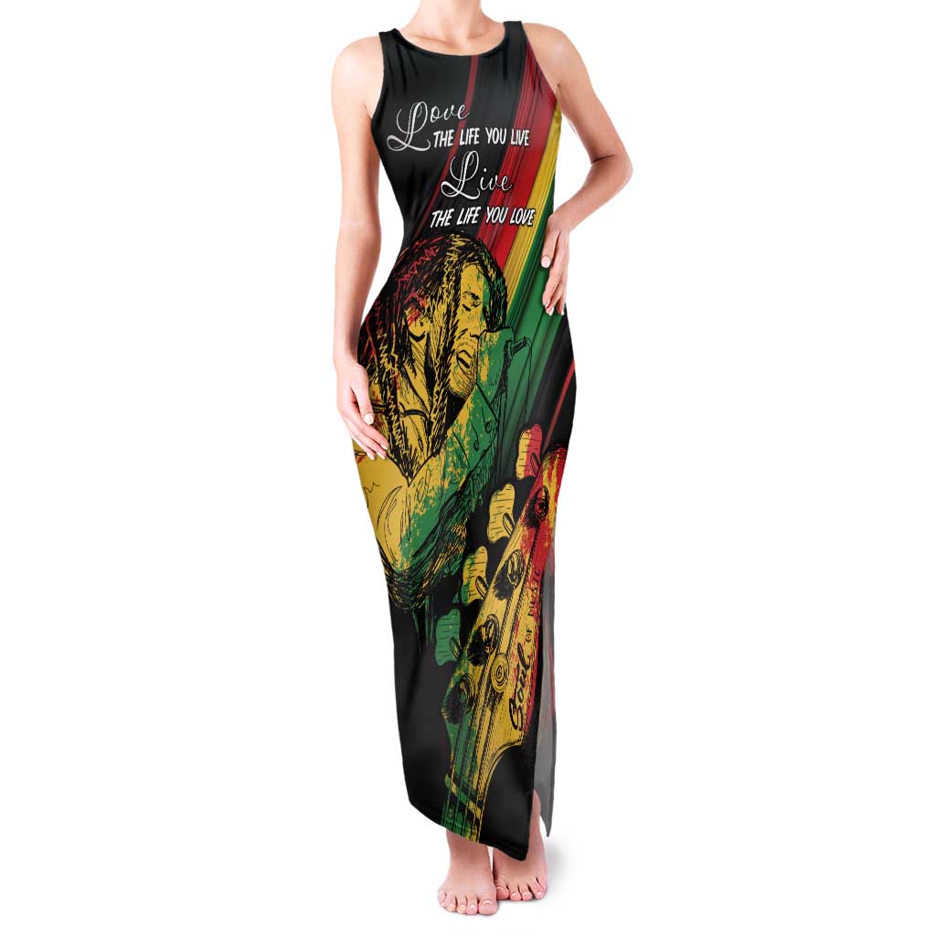 Personalised Reggae Family Matching Tank Maxi Dress and Hawaiian Shirt Live The Way You Love - Wonder Print Shop