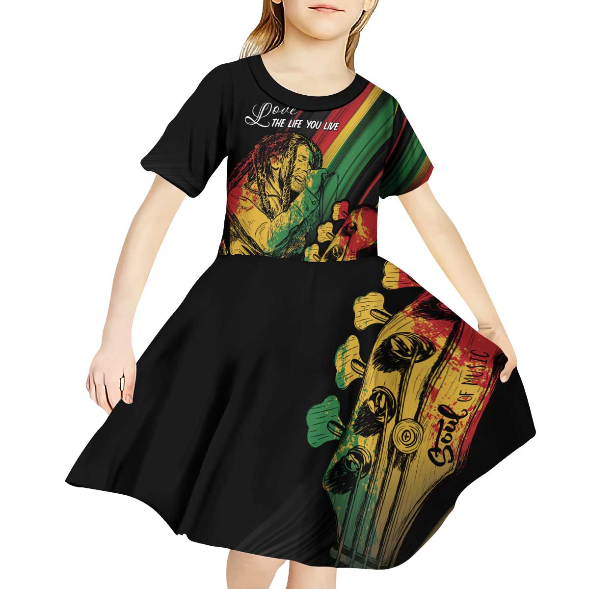 Personalised Reggae Kid Short Sleeve Dress Live The Way You Love - Wonder Print Shop