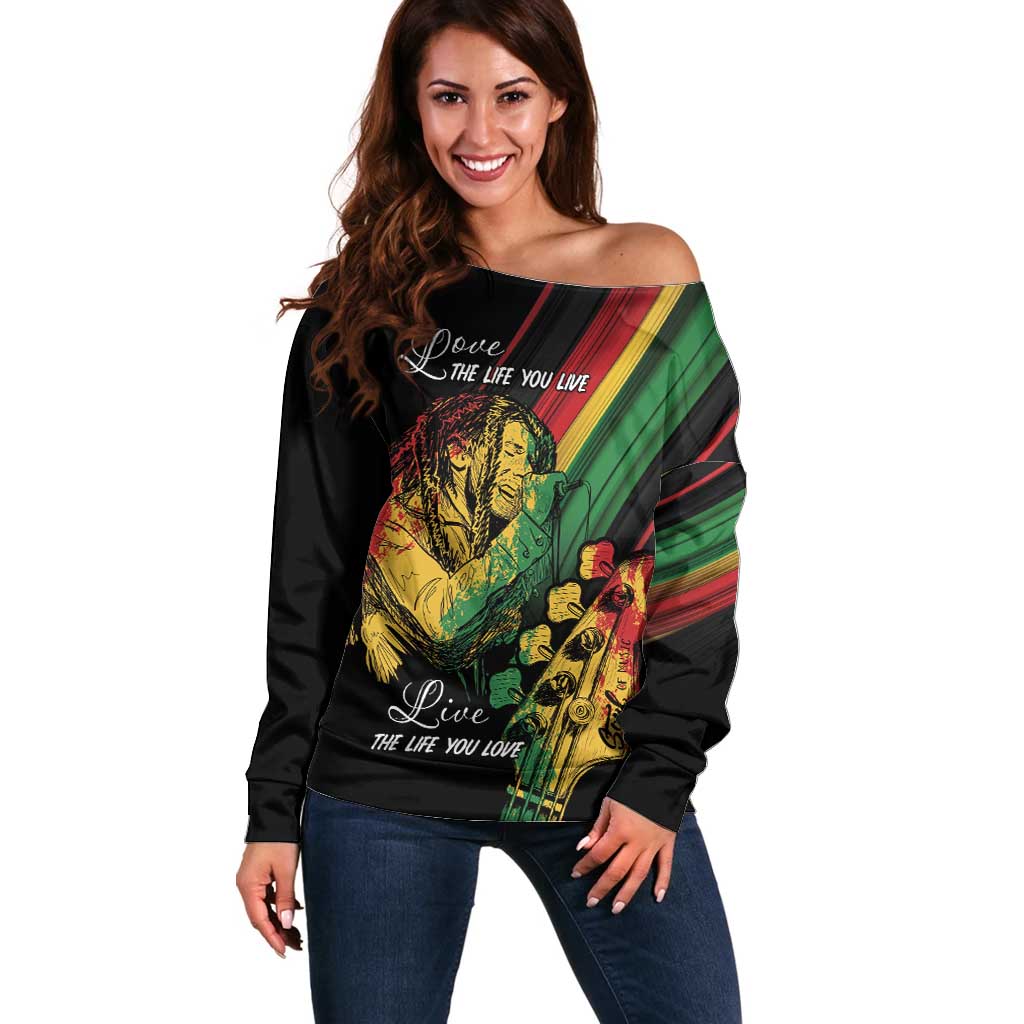 Personalised Reggae Off Shoulder Sweater Live The Way You Love - Wonder Print Shop