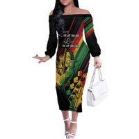 Personalised Reggae Off The Shoulder Long Sleeve Dress Live The Way You Love - Wonder Print Shop