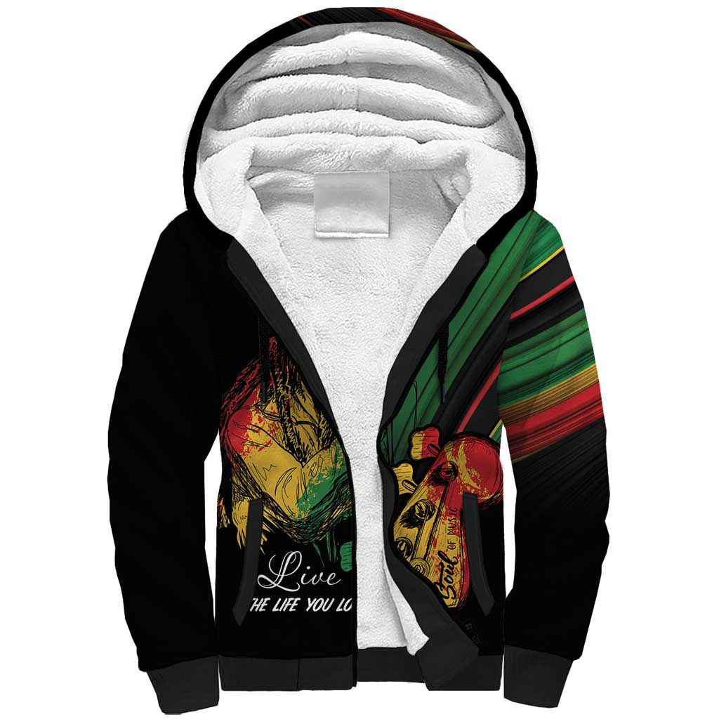 Personalised Reggae Sherpa Hoodie Live The Way You Love - Wonder Print Shop