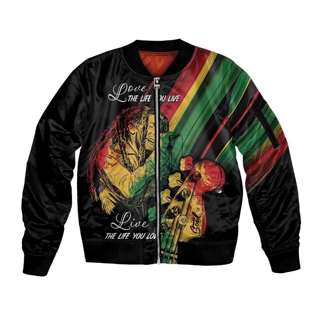 Personalised Reggae Sleeve Zip Bomber Jacket Live The Way You Love - Wonder Print Shop
