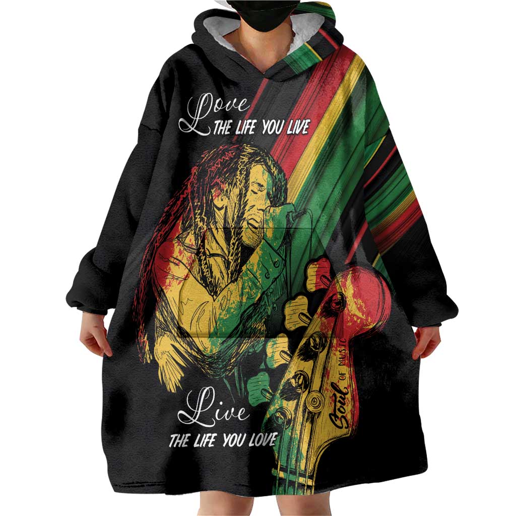 Personalised Reggae Wearable Blanket Hoodie Live The Way You Love - Wonder Print Shop