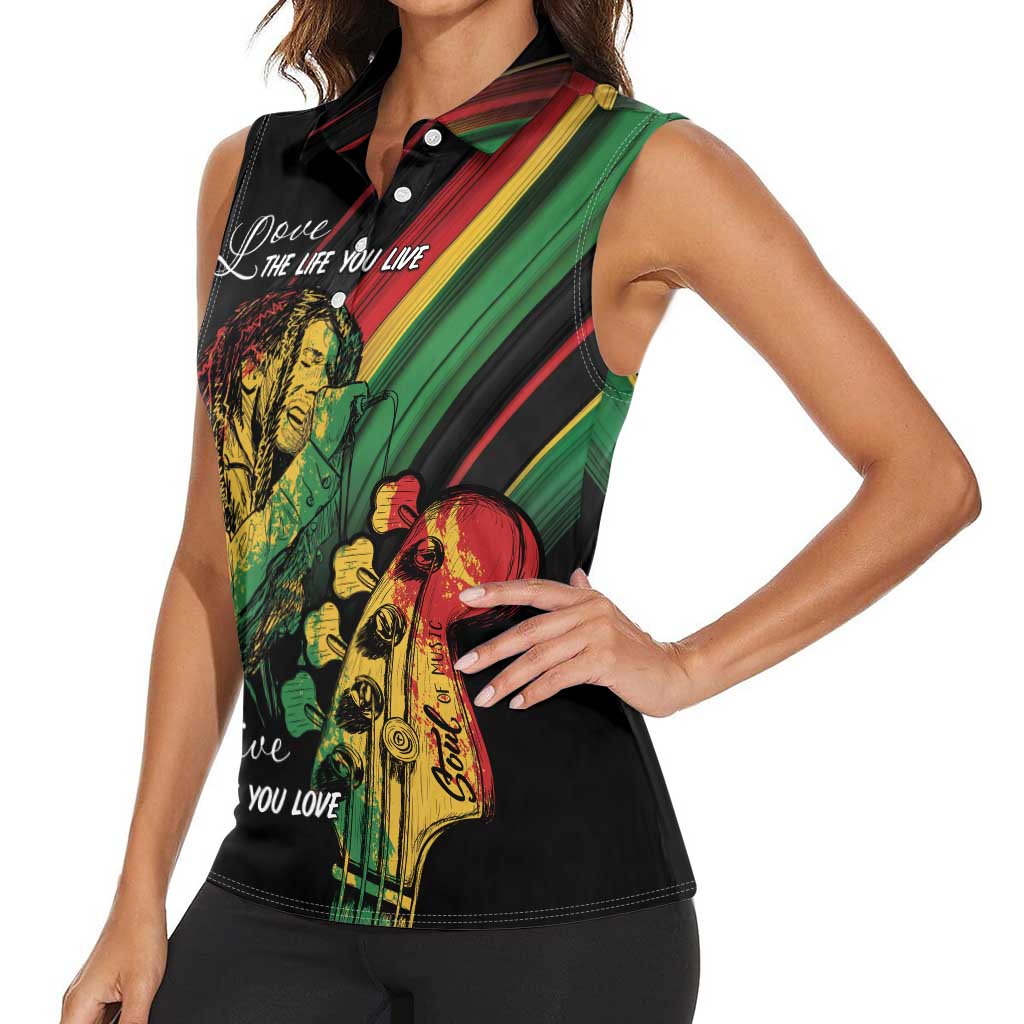 Personalised Reggae Women Sleeveless Polo Shirt Live The Way You Love - Wonder Print Shop