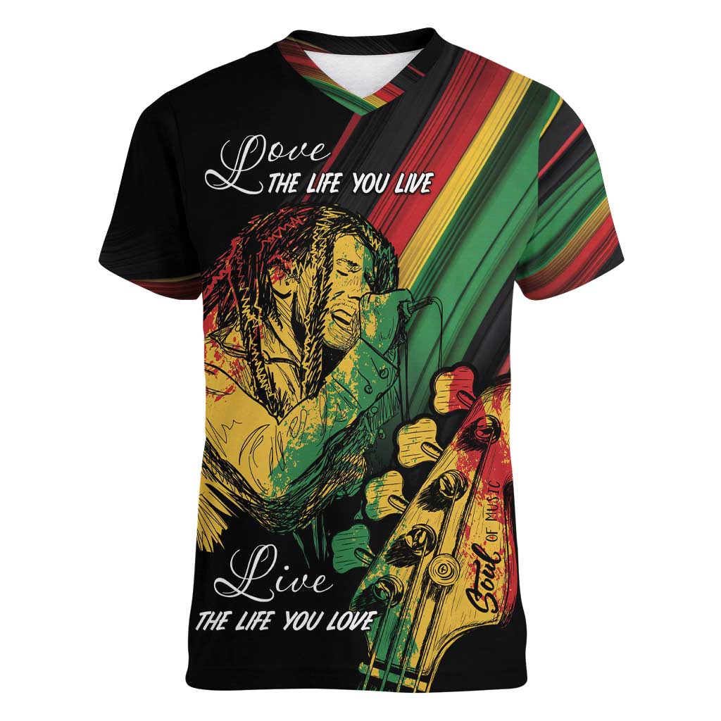 Personalised Reggae Women V-Neck T-Shirt Live The Way You Love - Wonder Print Shop