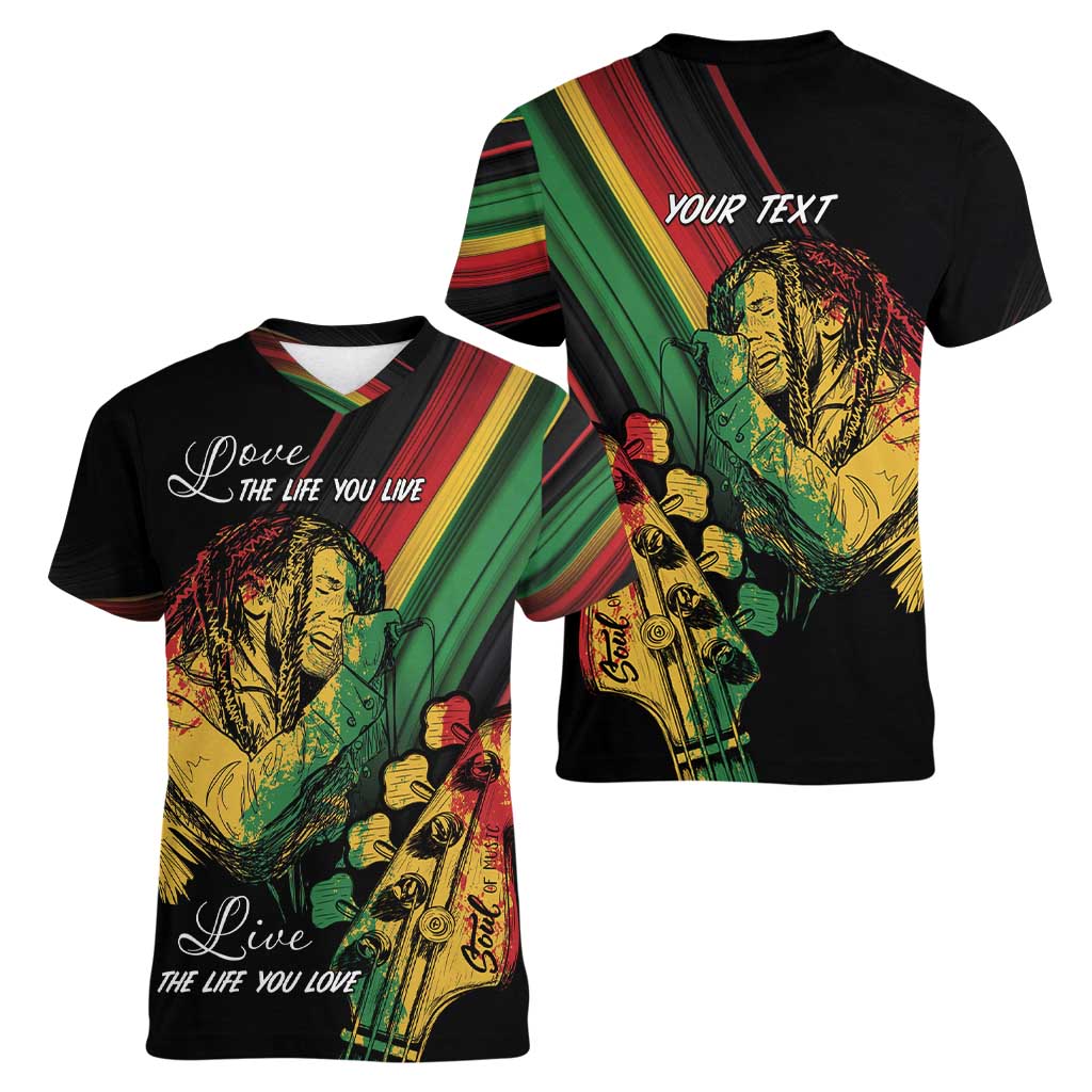 Personalised Reggae Women V-Neck T-Shirt Live The Way You Love - Wonder Print Shop