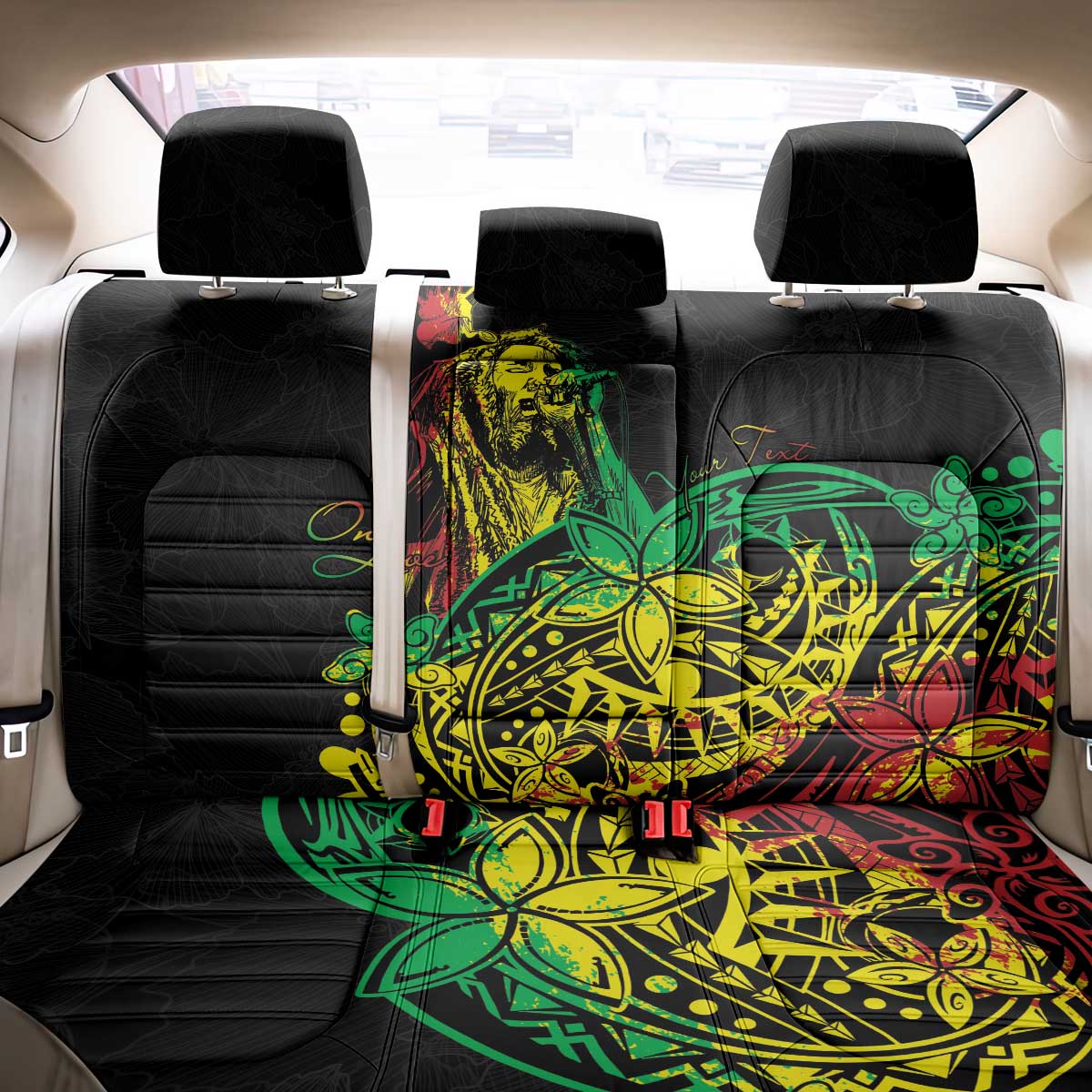Personalised Reggae Jawaiian Festive Back Car Seat Cover Mix Polynesian LT7 - Wonder Print Shop