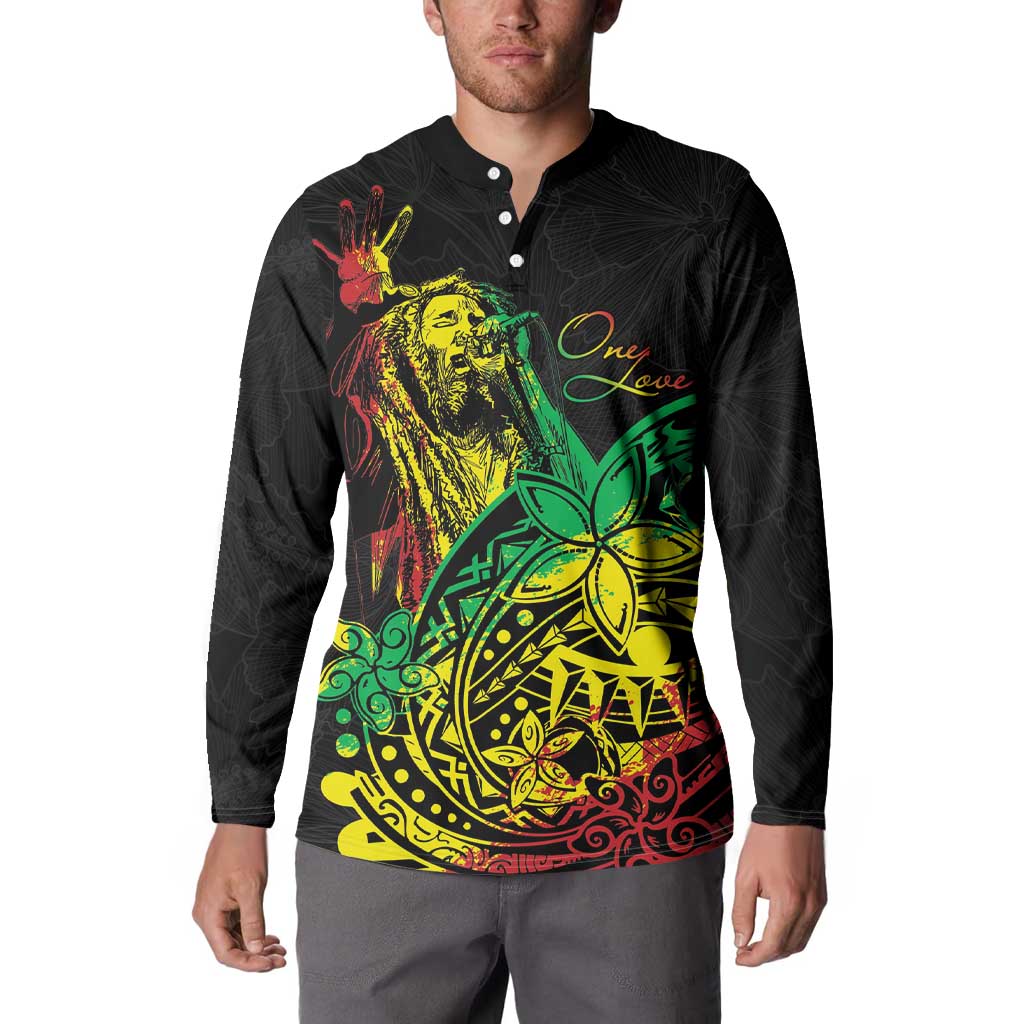 Personalised Reggae Jawaiian Festive Button Sweatshirt Mix Polynesian LT7 - Wonder Print Shop