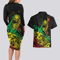 Personalised Reggae Jawaiian Festive Couples Matching Long Sleeve Bodycon Dress and Hawaiian Shirt Mix Polynesian LT7 - Wonder Print Shop