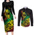 Personalised Reggae Jawaiian Festive Couples Matching Long Sleeve Bodycon Dress and Long Sleeve Button Shirt Mix Polynesian LT7 - Wonder Print Shop