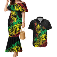 Personalised Reggae Jawaiian Festive Couples Matching Mermaid Dress and Hawaiian Shirt Mix Polynesian LT7 - Wonder Print Shop