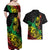 Personalised Reggae Jawaiian Festive Couples Matching Off Shoulder Maxi Dress and Hawaiian Shirt Mix Polynesian LT7 - Wonder Print Shop