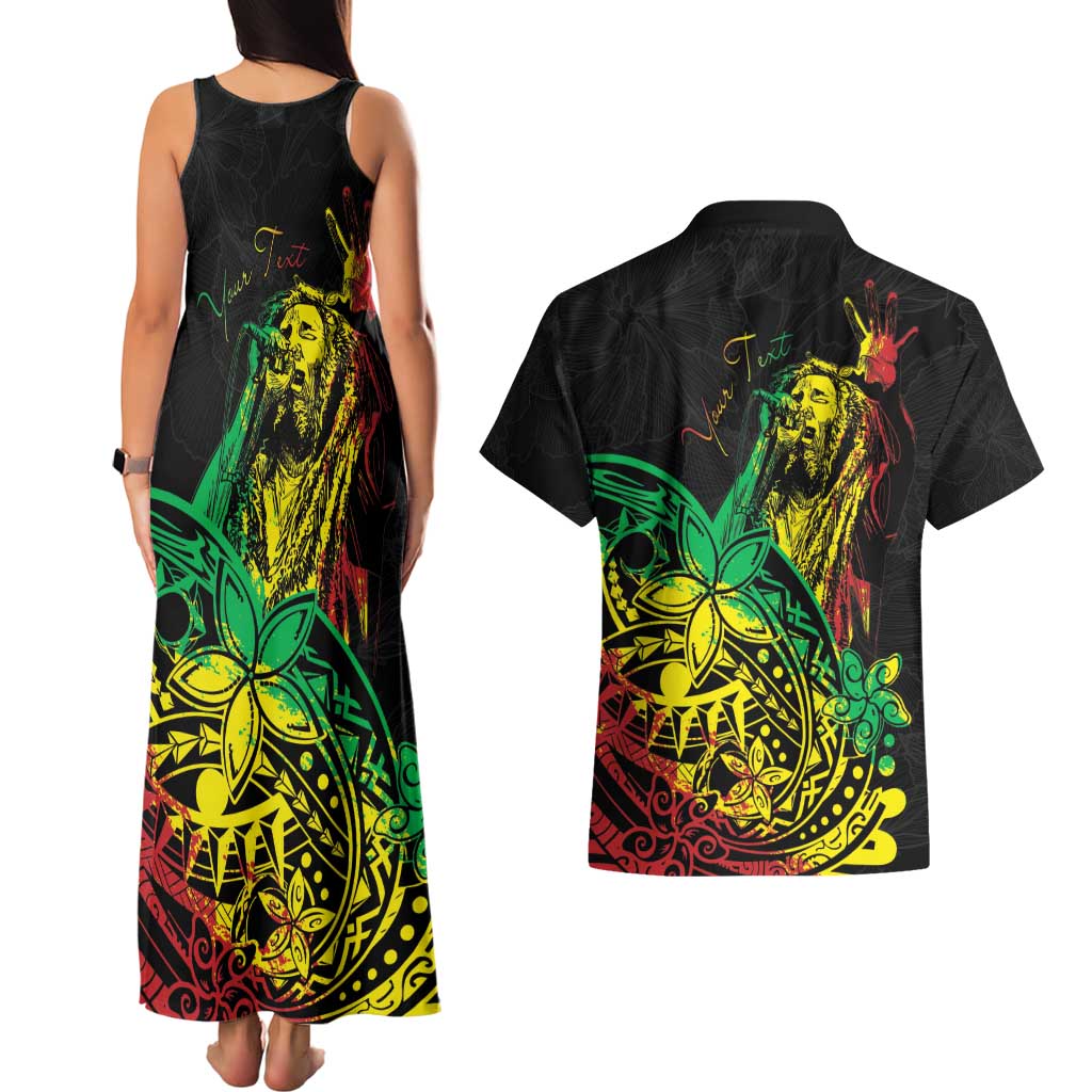 Personalised Reggae Jawaiian Festive Couples Matching Tank Maxi Dress and Hawaiian Shirt Mix Polynesian LT7 - Wonder Print Shop