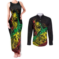 Personalised Reggae Jawaiian Festive Couples Matching Tank Maxi Dress and Long Sleeve Button Shirt Mix Polynesian LT7 - Wonder Print Shop