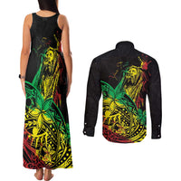 Personalised Reggae Jawaiian Festive Couples Matching Tank Maxi Dress and Long Sleeve Button Shirt Mix Polynesian LT7 - Wonder Print Shop