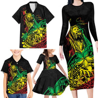 Personalised Reggae Jawaiian Festive Family Matching Long Sleeve Bodycon Dress and Hawaiian Shirt Mix Polynesian LT7 - Wonder Print Shop