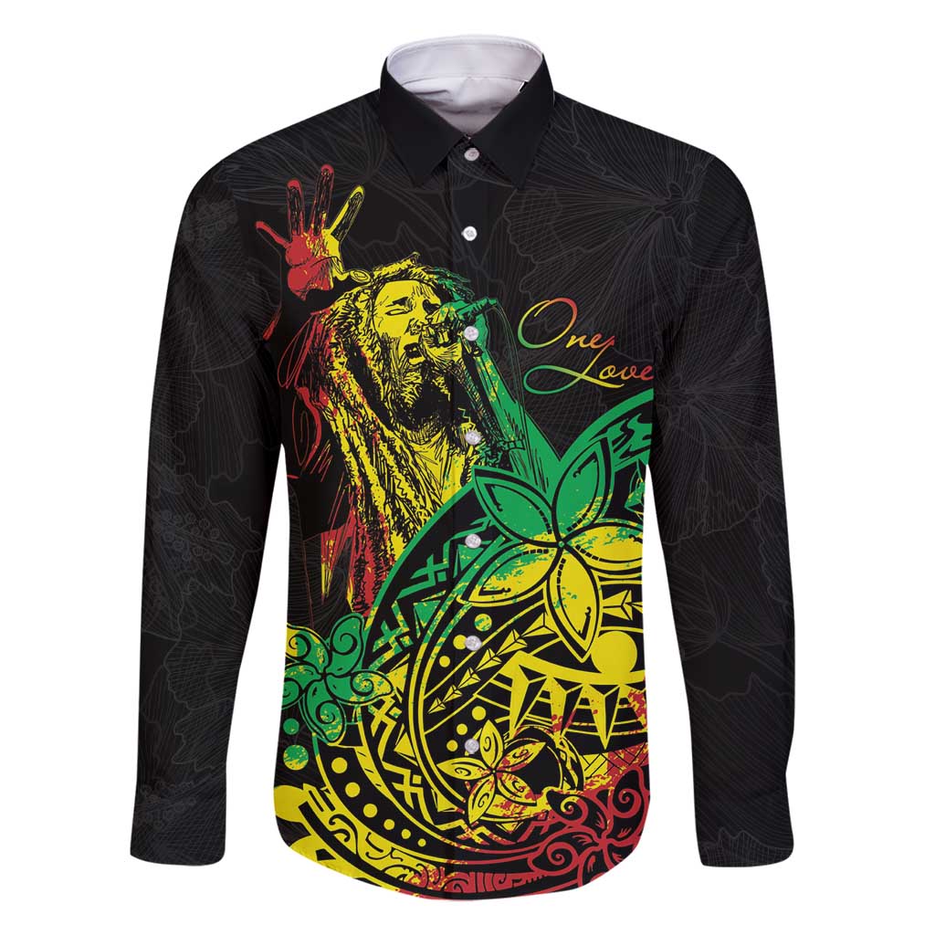 Personalised Reggae Jawaiian Festive Family Matching Long Sleeve Bodycon Dress and Hawaiian Shirt Mix Polynesian LT7 - Wonder Print Shop