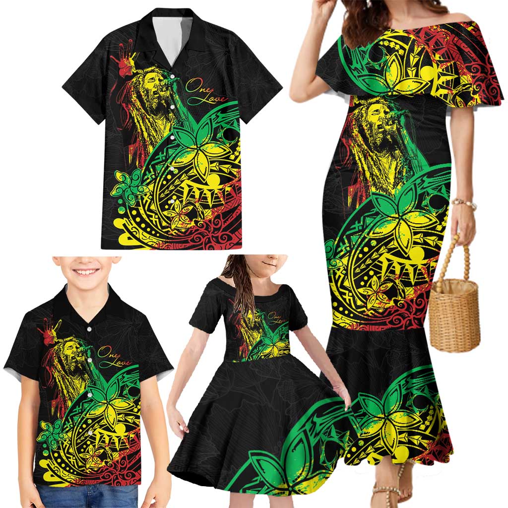 Personalised Reggae Jawaiian Festive Family Matching Mermaid Dress and Hawaiian Shirt Mix Polynesian LT7 - Wonder Print Shop