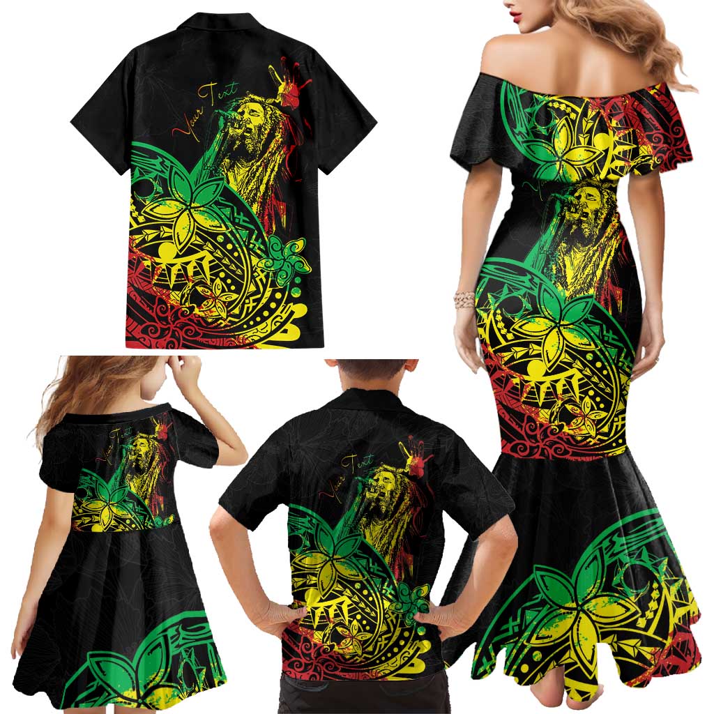 Personalised Reggae Jawaiian Festive Family Matching Mermaid Dress and Hawaiian Shirt Mix Polynesian LT7 - Wonder Print Shop