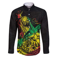 Personalised Reggae Jawaiian Festive Family Matching Off The Shoulder Long Sleeve Dress and Hawaiian Shirt Mix Polynesian - Wonder Print Shop