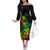 Personalised Reggae Jawaiian Festive Family Matching Off The Shoulder Long Sleeve Dress and Hawaiian Shirt Mix Polynesian - Wonder Print Shop