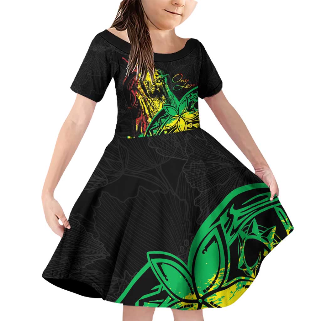 Personalised Reggae Jawaiian Festive Family Matching Off Shoulder Short Dress and Hawaiian Shirt Mix Polynesian LT7 - Wonder Print Shop