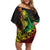 Personalised Reggae Jawaiian Festive Family Matching Off Shoulder Short Dress and Hawaiian Shirt Mix Polynesian LT7 - Wonder Print Shop