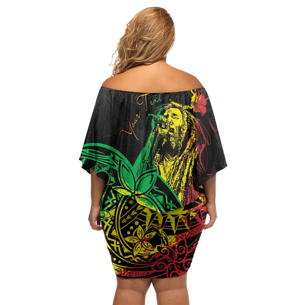 Personalised Reggae Jawaiian Festive Family Matching Off Shoulder Short Dress and Hawaiian Shirt Mix Polynesian LT7 - Wonder Print Shop