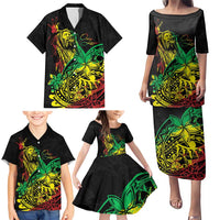 Personalised Reggae Jawaiian Festive Family Matching Puletasi and Hawaiian Shirt Mix Polynesian - Wonder Print Shop